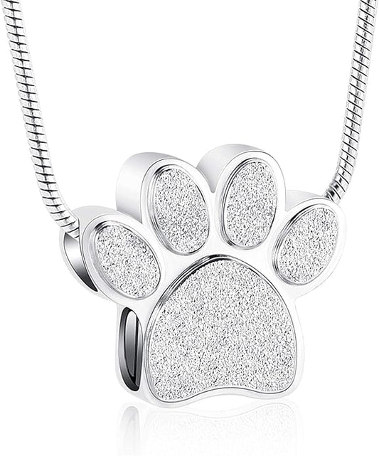 zeqingjw Pet Cremation Jewelry for Ashes Pendant Paw Print Pet Heart Urn Necklace Memorial Keepsake Jewelry for Pet/Dog's/Cat's Ashes