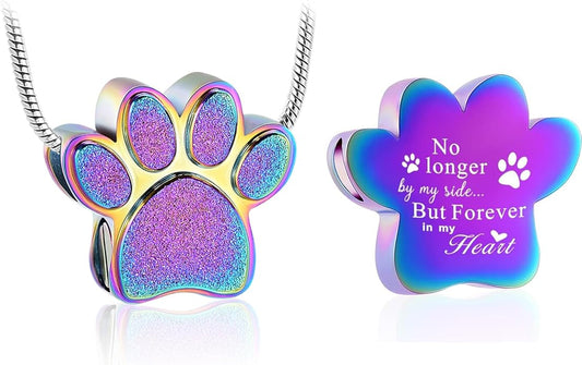 zeqingjw Pet Cremation Jewelry for Ashes Pendant Paw Print Pet Heart Urn Necklace Memorial Keepsake Jewelry for Pet/Dog's/Cat's Ashes
