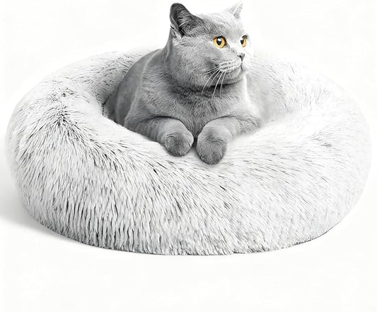 Calming Dog & Cat Bed for Extra Large Small Medium Sized Pet, Donut Washable Comfort Fluffy Warm Round Mat for Puppy Kitten, 8 Size Essentials Furniture Supplies Indoor