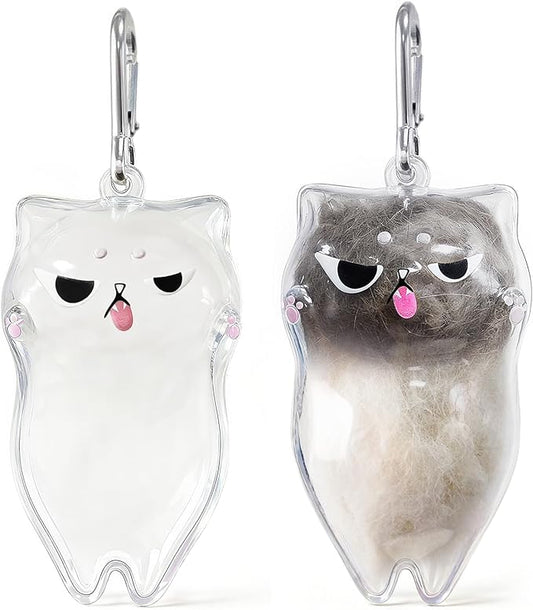 UTEE Cat Hair Keepsake Locket, Pet Hair Memory Charm for Cats, Transparent Fur Storage Pendant, Memorial Gift for Cat Owners