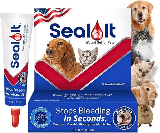 Dog Wound Care Gel ??Styptic Powder Alternative for Dogs & Cats | Quick Stop Bleeding for Cuts, Nails & Scrapes | Liquid Bandage First Aid for Pets and Animals | Seal It® 15ml | Made in USA