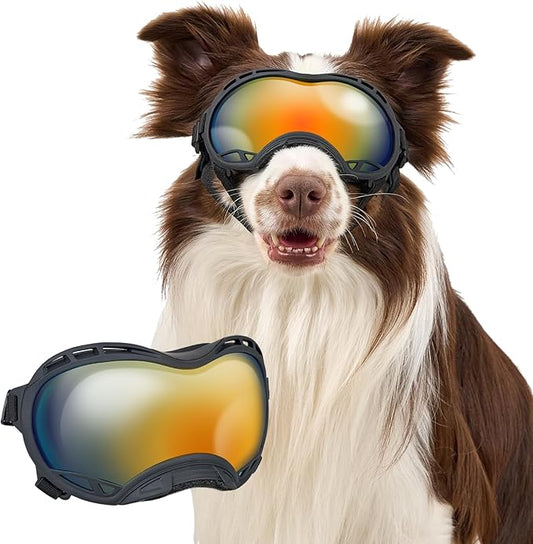 OneTigris Dog Goggles, Dog Sunglasses for Large Dogs with Adjustable Strap UV Protection, Windproof, Suitable for Medium Large Breed, Dogs Eyes Protection