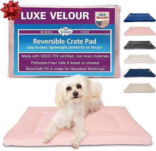 Pet Dreams Dog Crate Pad - Washable Kennel Mat, Crate Pads for Dog Cages, Non-Toxic, Flat Indoor Cat Bed, Fits iCrate 18, 24, 30, 36, 42, 48 Inches (Pink, X Large, 42")