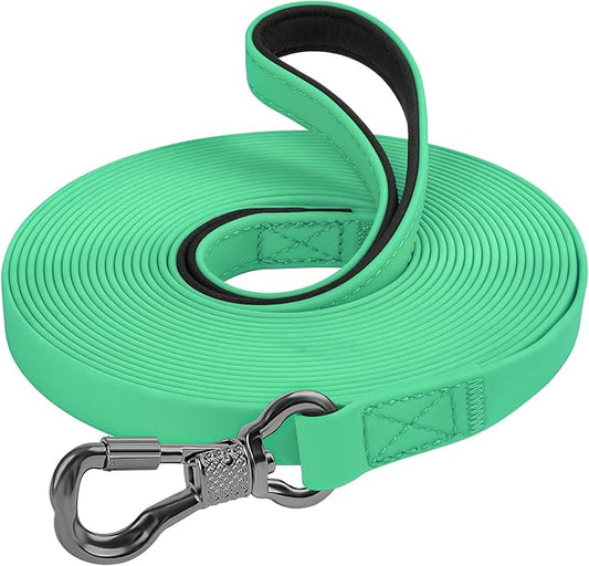 XiaZ Waterproof Long Dog Leash, Training Long Line Lead for Large Medium Small Dogs Outside Walking, Playing, Camping, or Yard (30FT, Teal)