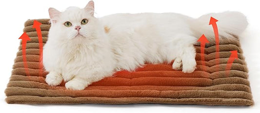 Bedsure Self Warming Cat Bed, Small Self Heating Dog Crate Pad, Thermal Extra Warm Puppy Mat Indoor, Non-Slip & Washable, Not Electric, 24" x 18", Brown