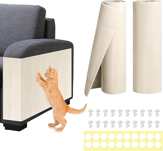 2PCS 39.3" x 15.7" Cat Scratching Mat,DIY Climb Cat Scratcher for Furniture Couch Protector, Covering Cat Scratching Posts for Indoor Cats, Replacement Pads,Trimmable Self-Adhesive Carpet