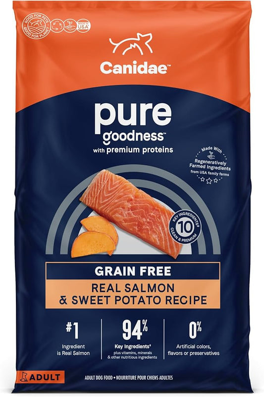 Canidae Pure Limited Ingredient Premium Adult Dry Dog Food, Real Salmon & Sweet Potato Recipe, 22 lbs, Grain Free
