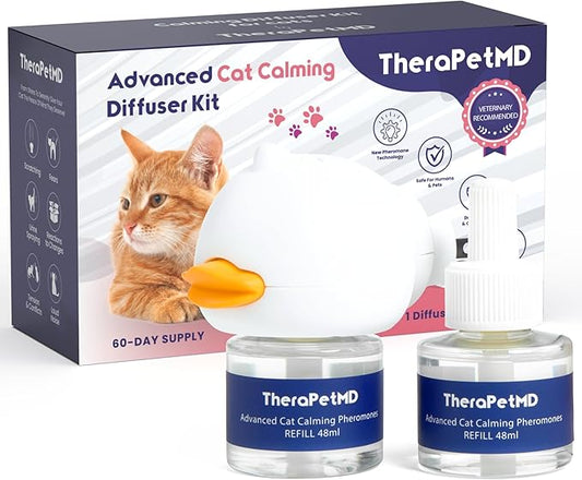 TherapetMD 60-Day Cat Calming Diffuser - Cat Pheromone Diffuser for Stress, Pee Spraying, Cat Fighting, Aggression, Excessive Meowing & Scratching - 60-Day Refill Included
