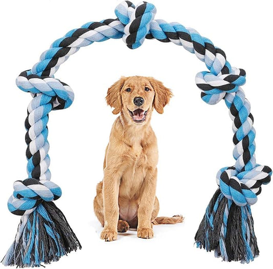 Dog Rope Toy for Large Dogs Aggressive Chewers,Indestructible Cotton Rope for Large Breed Dog, Tug of War Dog Toy, Durable 3ft Dog Toys with 5 Knots