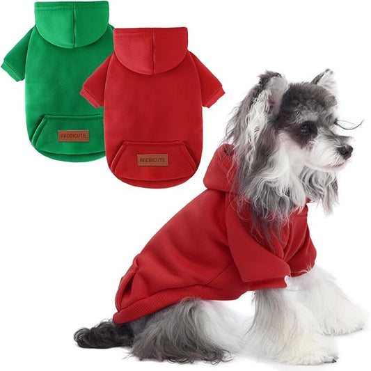 2 Pack Dog Hoodie Warm Hood Dog Sweater Cold Weather Small Dogs Sweatshirt Comfort Pet Clothes for Small Medium Dogs with Pockets Cats Chihuahua Clothes for Male Female Girl Boy Sporty Daily Wear