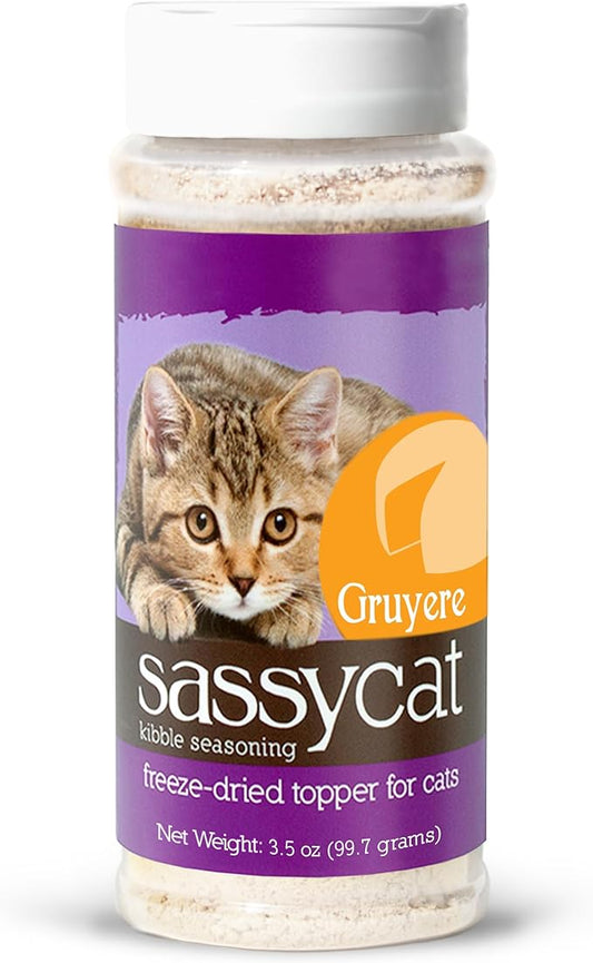 Herbsmith Sassy Cat Kibble Seasoning ??Freeze Dried Gruyere ??Gourmet Food Topper for Picky Eaters ??100% Human-Grade Cheese for Cats - 3.5 oz