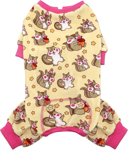 KYEESE Dog Pajama Soft Material Stretchable Dogs Pajamas Onesie Pet Pjs Dog Apparel for Small Dogs, Chipmunk, Large