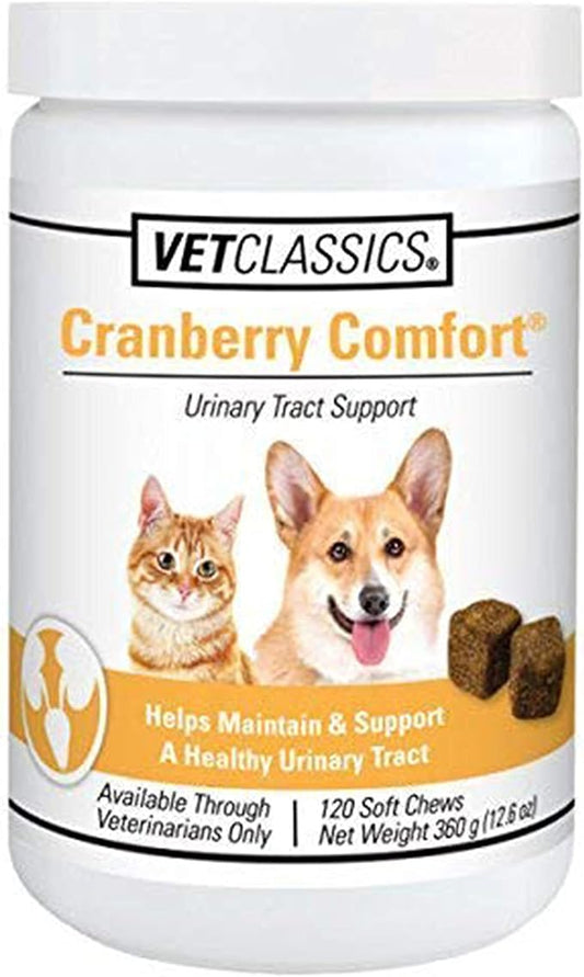 Vet Classics Cranberry Comfort Urinary Tract Pet Supplement for Dogs, Cats ??Maintains Dog Bladder Health, Cat Bladder Control ??Pet Supplements for Incontinence ??120 Soft Chews