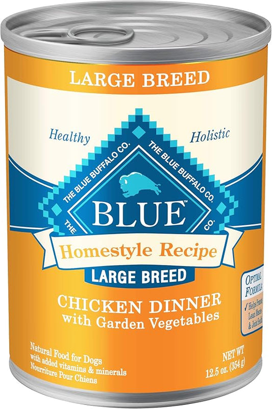 Blue Buffalo Homestyle Recipe Large Breed Adult Wet Dog Food, Made with Natural Ingredients, Chicken Dinner With Garden Vegetables, 12.5-oz. Can (Pack of 12)