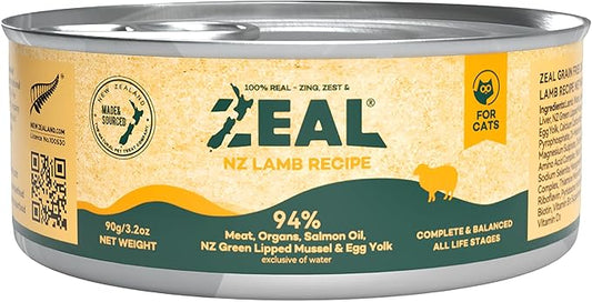 ZEAL New Zealand Wet Cat Food ??High Protein, Grain-Free with Superfoods (Lamb, 3.17oz Can, 24-Pack)