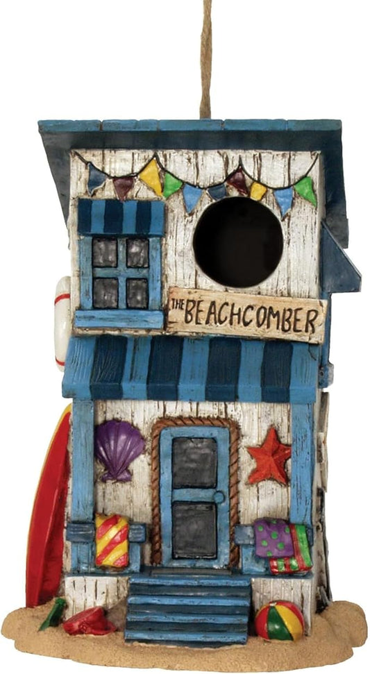 Spoontiques - Birdhouse - Garden Décor - Decorative Bird House for Yard and Garden Decoration - Hanging Novelty for Outdoor Patio - Beach House Birdhouse, Brown, (10139)