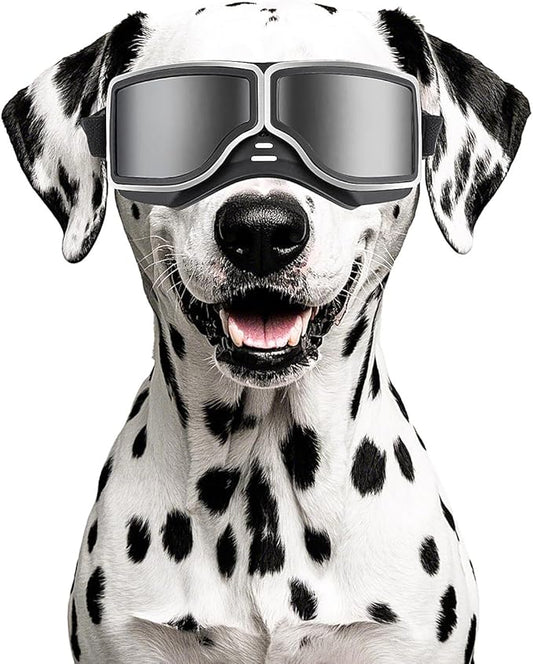 NAMSAN Dog Goggles Medium to Large Breed, Wide Snout, Anti-UV Sunglasses for Dogs Large Breeds, Windproof Driving Dog Eye Protection, Adjustable, Black