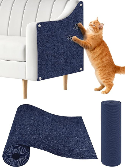 Cat Scratch Couch Furniture Protector, Adhesive Cat Scratch Pad Deterrent for Furniture, DIY Climbing Cat Scratcher Couch Protector from Cat Claws Scratching Mat for Indoor (Navy,39.3x15.8In)