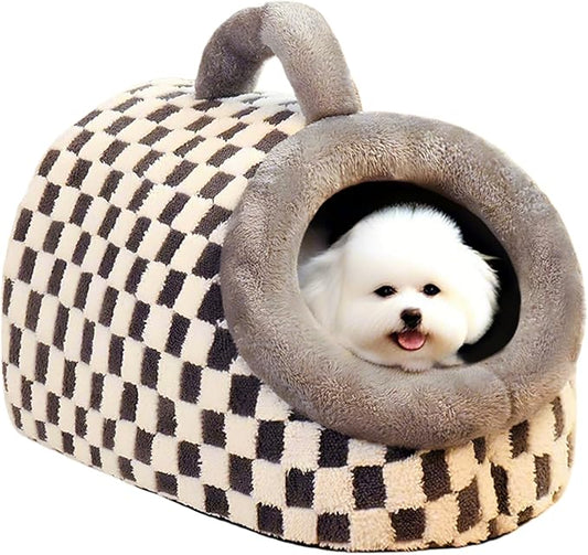 Dog Bed Cat Bed Small Medium Furniture Cat for Indoor Cats with Cover Cave Outdoor House Insulated House Ndoor Travel Hand(Grey, L)