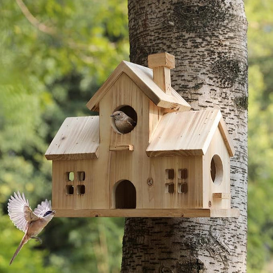 Bird House,Large Bird Houses for Outside,Hummingbird House,Bluebird Finch Wooden Hanging Birdhouse for Garden Wooden