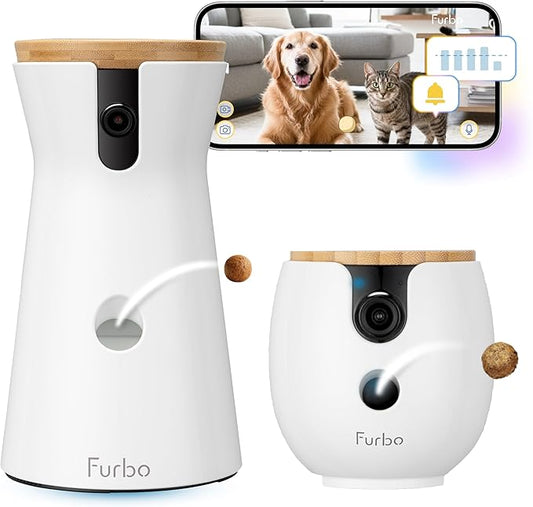 Furbo 360° Dog Camera + Mini 360° Cam (2-Camera Bundle Nanny Pro Subscription): Dog Safety Alerts, Pet Camera with Speaker, Phone App & Night Vision (New Subscription Needed at Setup)