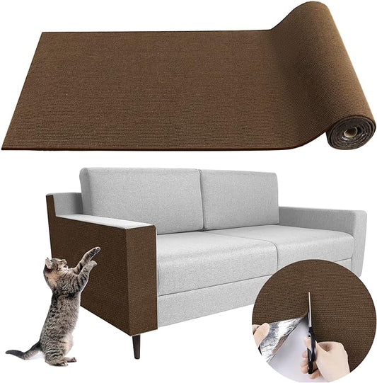 Climbing Cat Scratcher Mat Trimmable Cat Scratching Post Carpet 118?™’x15.8?™â€?Self Adhesive Carpet Mat Pad Replacement for Cat Tree Shelves Post Couch Wall Furniture Steps DIY Protector (Brown)