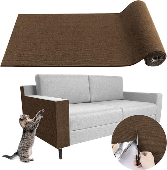 Climbing Cat Scratcher Mat Trimmable Cat Scratching Post Carpet 78.7?™’x15.8?™â€?Self Adhesive Carpet Mat Pad Replacement for Cat Tree Shelves Post Couch Wall Furniture Steps DIY Protector (Brown)