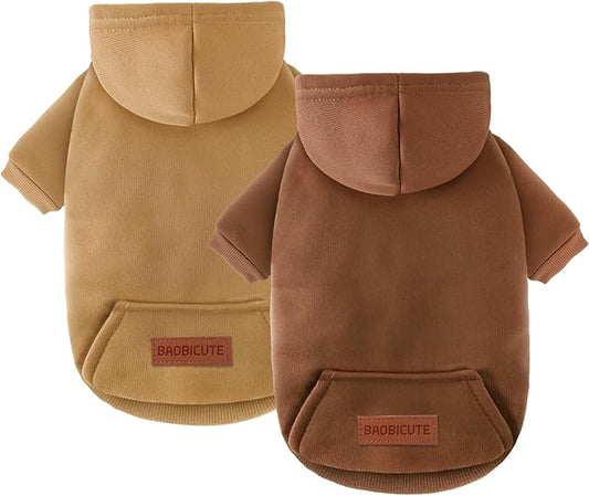 2 Pack Dog Hoodie Warm Hood Dog Sweater Cold Weather Small Dogs Sweatshirt Comfort Pet Clothes for Small Medium Dogs with Pockets Cats Chihuahua Clothes for Male Female Girl Boy Sporty Daily Wear