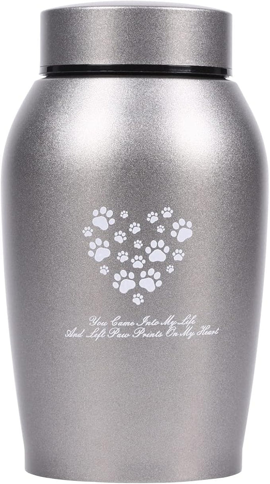 Stainless Steel Pet Urns,Suitable Size Urns for Pet Ashes (Medium, Grey)