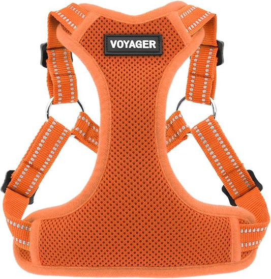 Best Pet Supplies Voyager Adjustable Dog Vest Harness Breathable No Pull Harness for Small, Medium, Large Dogs, Harness for Walking, Jogging, Easy Step-in, Reflective Stripes - Orange, XL