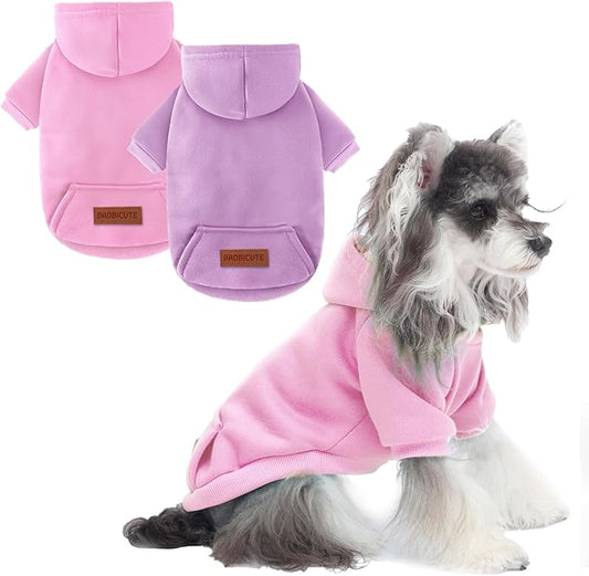 2 Pack Dog Hoodie Warm Hood Dog Sweater Cold Weather Small Dogs Sweatshirt Comfort Pet Clothes for Small Medium Dogs with Pockets Cats Chihuahua Clothes for Male Female Girl Boy Sporty Daily Wear