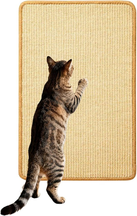 Cat Scratching Mat,Horizontal Scratch Pad with Sticky Tape, Jute-Bordered Rug for Indoor Cats ??Protect Couch, Carpets, Sofa & Cat Paws, Durable Floor Scratcher (31.5 Inch)