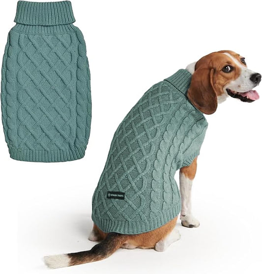 Spark Paws Knit Dog Sweater ??Ultra Soft Warm Winter Dog Sweater for Small, Medium & Large Dogs ??Stretch Fit Pet Sweater for French Bulldog, Pitbull, Girl & Boy Dogs Jacket, (Pine Green, 2XL)