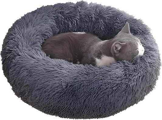 Calming Dog & Cat Bed for Extra Large Small Medium Sized Pet, Donut Washable Comfort Fluffy Warm Round Mat for Puppy Kitten, 8 Size Essentials Furniture Supplies Indoor