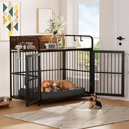 Dog Crate Furniture, 32" Side End Table, Modern Kennel for Dogs Indoor up to 150 lb, Heavy-Duty Dog Cage with Enclosed Base, Double-Door Dog House for Puppies or Medium Dogs