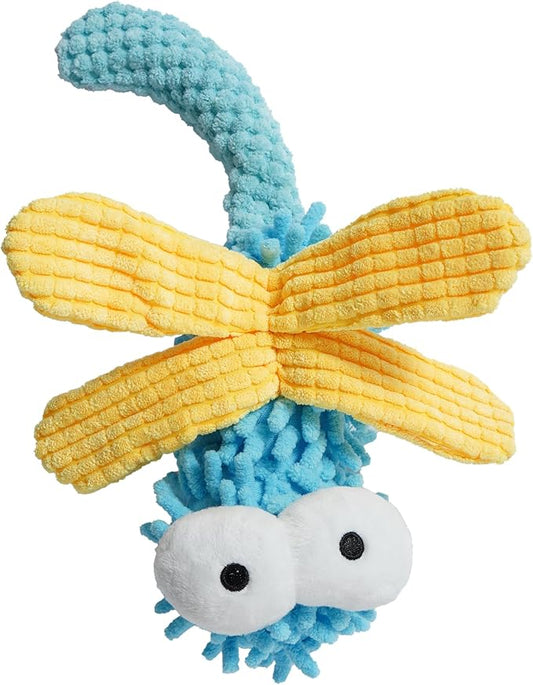 Nocciola Plush Squeaky Dog Toys, Cute Durable Stuffed Crinkle Puppy Pet Chew Toys for Large Medium Small Dogs - Dragonfly