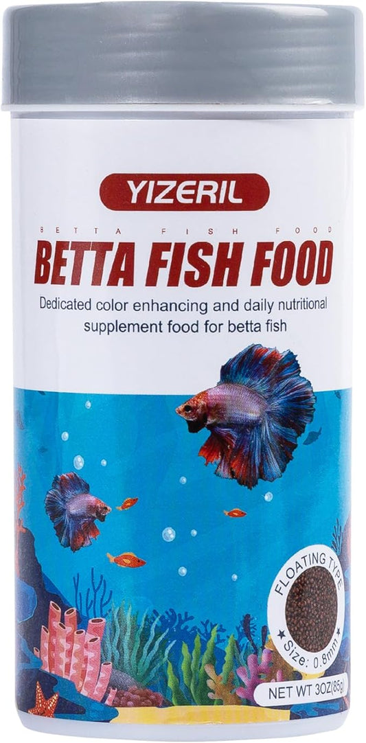 Betta Fish Food - Floating Patties Natural High Protein with 50% AntarcticKril,White Fish & Spirulina,Rich in Calcium for Betta's Vibrant Colors Fast Growth,Clean Water (4oz)