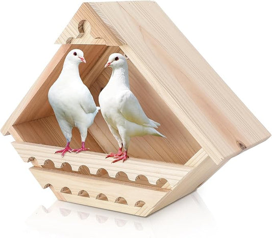 1 Pcs Cedar Dove Nesting Box Bird House Outdoor Wood Triangular Opening Bird Box House for Doves Nesting and Roosting Platform Garden Decoration