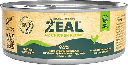 ZEAL New Zealand Wet Cat Food ??High Protein, Grain-Free with Superfoods (Chicken, 3.17oz Can, 24-Pack)