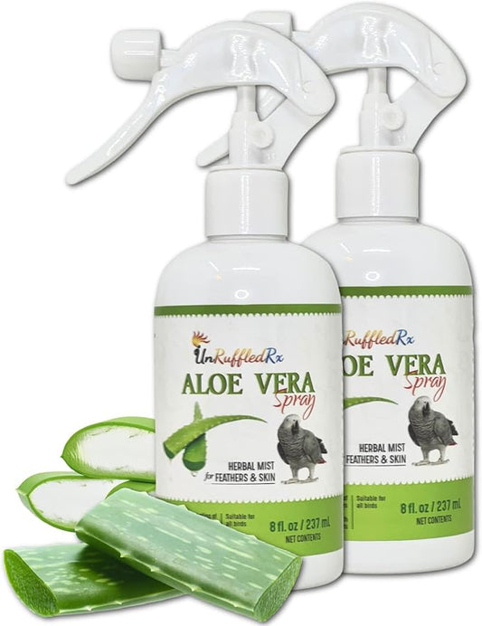 UnRuffledRx Aloe Vera Bird Spray for All Birds ??Soothes Itchy Skin & Feather Plucking ??8oz Odor-Free Mist, Safe if Ingested, Daily Use Bird Mist, Softens Feathers, Natural Formula ??Made in USA