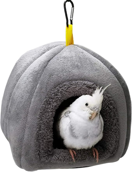 QBLEEV Winter Warm Bird Nest House, Parrot Hanging Hammock for Cages, Bird Bed Soft Plush Snuggle Hut Tent, Parakeet Cage Accessories Birds Hideaway Sleeping Bed for Budgie Cockatiel Conure Lovebird