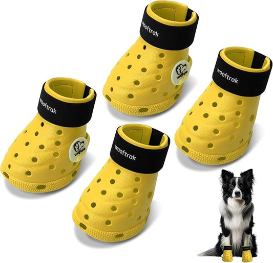 Dog Shoes Breathable Dog Shoe for Hot Pavement, Dog Booties and Paw Protectors, Non-Slip Waterproof Dog Sandals Boots (Yellow+Black, S: (2.3?™’x1.8'')(L*W))
