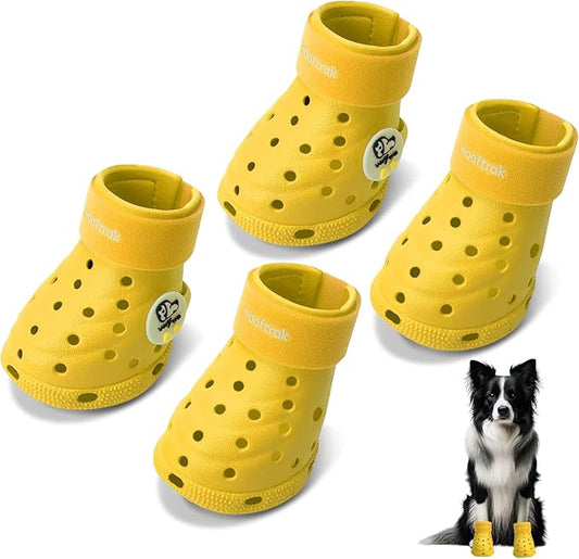Dog Shoes Breathable Dog Shoe for Hot Pavement, Dog Booties and Paw Protectors, Non-Slip Waterproof Dog Sandals Boots (Yellow, M: (2.6?™’x2.3'')(L*W))