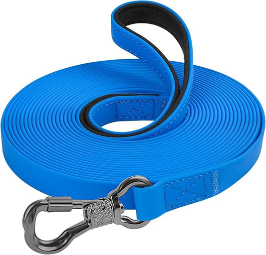 XiaZ Waterproof Long Dog Leash 30 feet, Training Long Line Lead for Large Medium Small Dogs Outside Walking, Playing, Camping, or Yard (30FT, Blue)