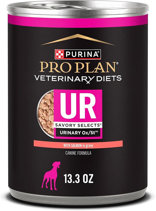 Pro Plan Veterinary Diets Purina UR Savory Selects Urinary Support Dog Food Ox/St with Salmon in Gravy Canine - 13.3 oz. Can