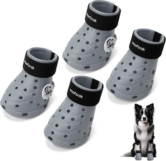 Dog Shoes Breathable Dog Shoe for Hot Pavement, Dog Booties and Paw Protectors, Non-Slip Waterproof Dog Sandals Boots (Gray+Black, M: (2.6?™’x2.3'')(L*W))