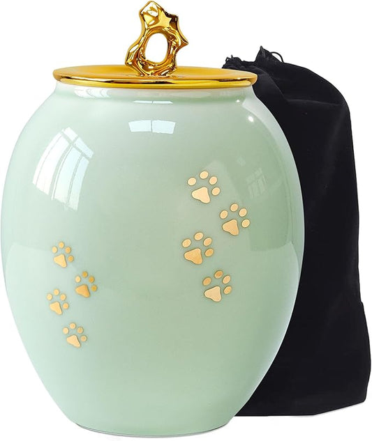 Medium Pet Urns for Dogs, Medium Size 6.7x5.2 Inch Dog/Cat Ceramic Urns for Ashes Upto 50LBS