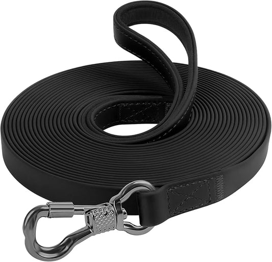 XiaZ Long Leash Waterproof, Training Lead Long Line for Large Medium Small Dogs Outside Walking, Playing, Camping, or Yard (20FT, Black)