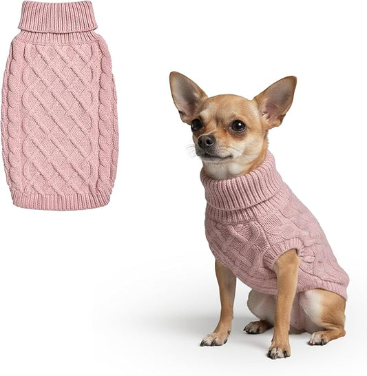 Spark Paws Knit Dog Sweater ??Ultra Soft Warm Winter Dog Sweater for Small, Medium & Large Dogs ??Stretch Fit Pet Sweater for French Bulldog, Pitbull, Girl & Boy Dogs Jacket, (Pink Cableknit, M)