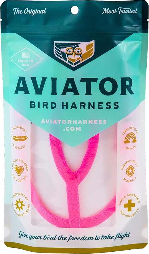 The AVIATOR Pet Bird Harness and Leash: Large Pink